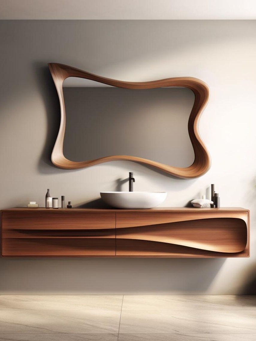 Bathroom Mirror Led - Винтажное деревянное зеркало для ванной в