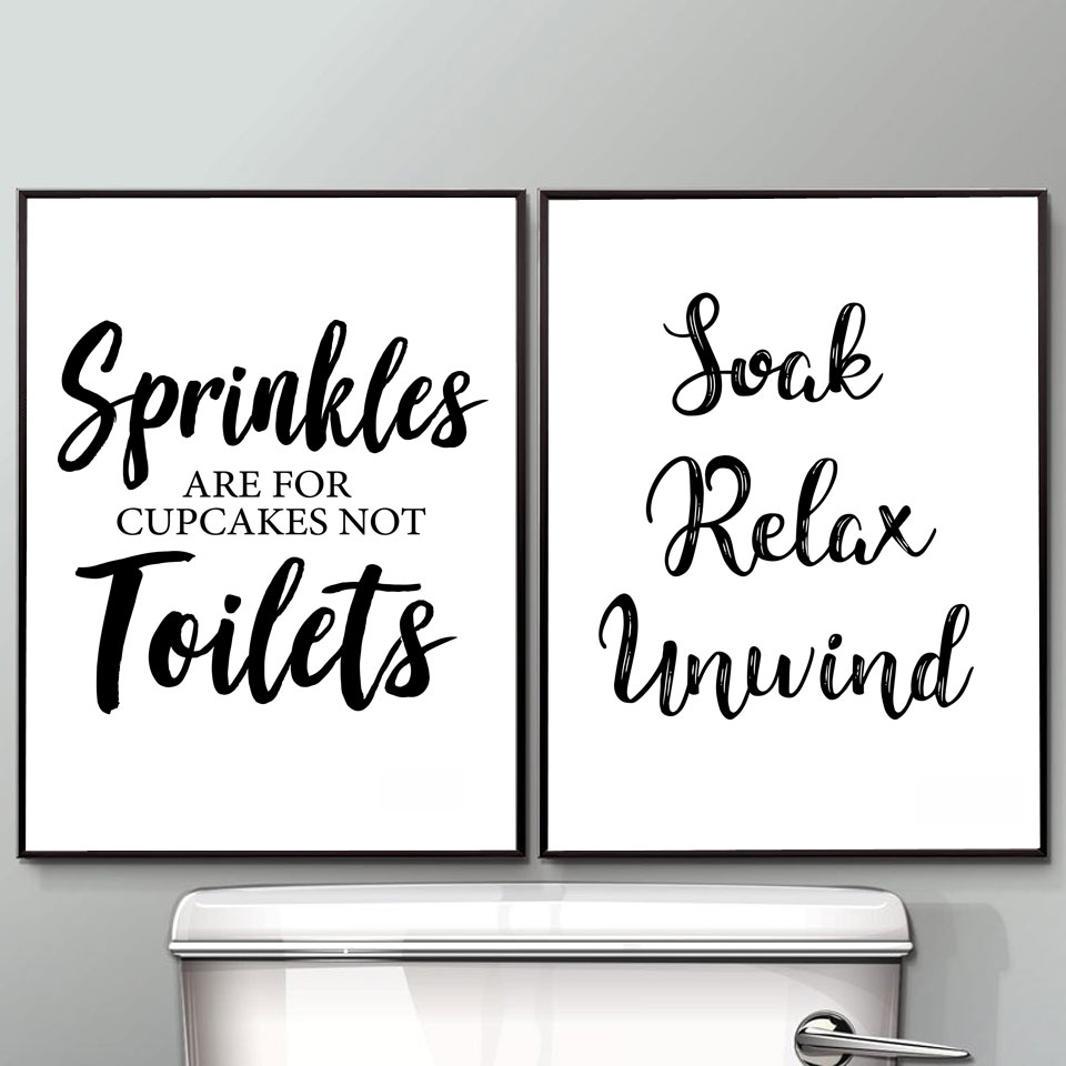 Home Bathroom Rules - Настенная живопись на холсте, забавная вывеска