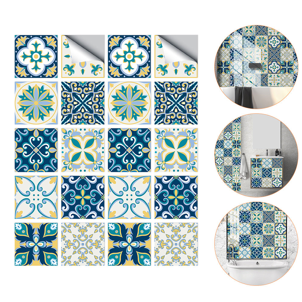 Home Bathroom Floor Tiles - 20 шт. ПВХ-наклеек для плитки, водонепроницаемые