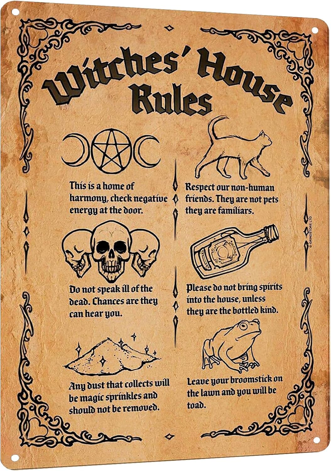 Home Bathroom Rules - Металлическая табличка «Правила дома ведьмы» Y1