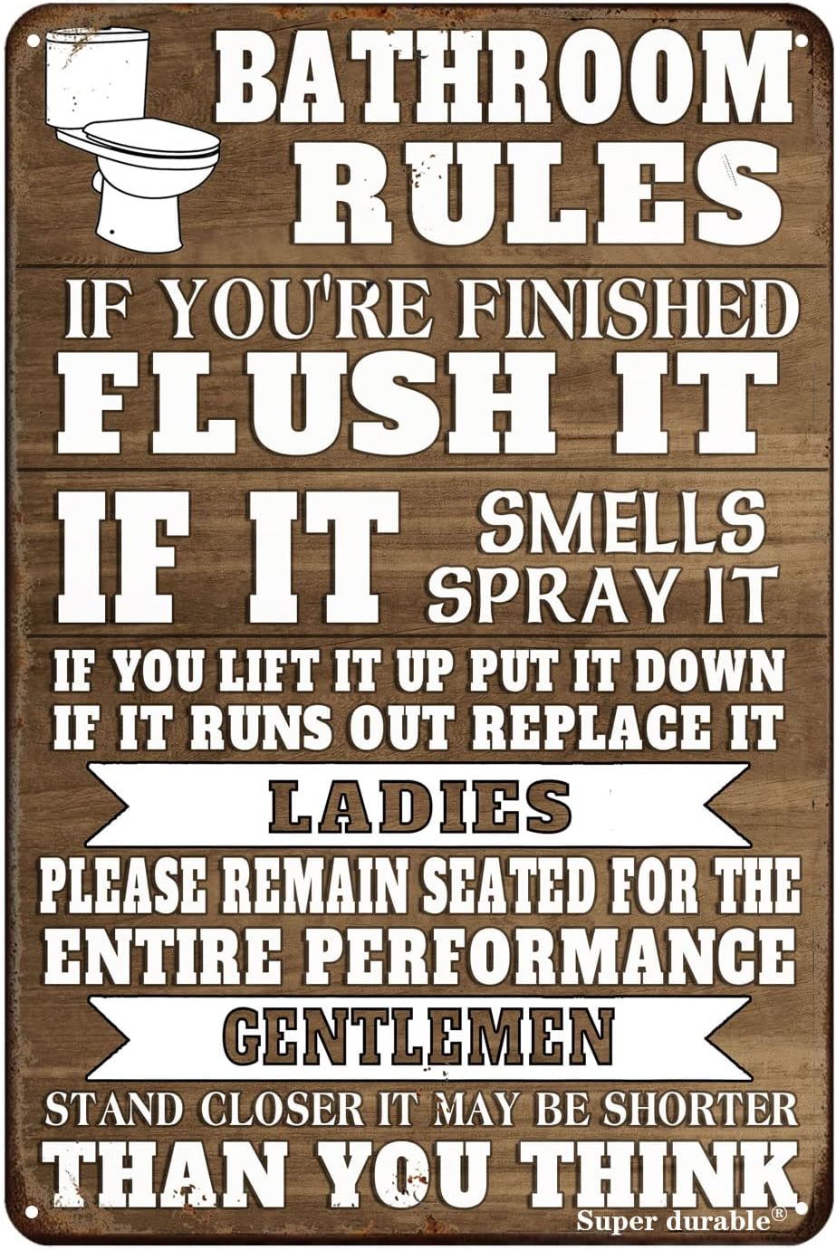 Home Bathroom Rules - Забавная металлическая табличка с правилами для