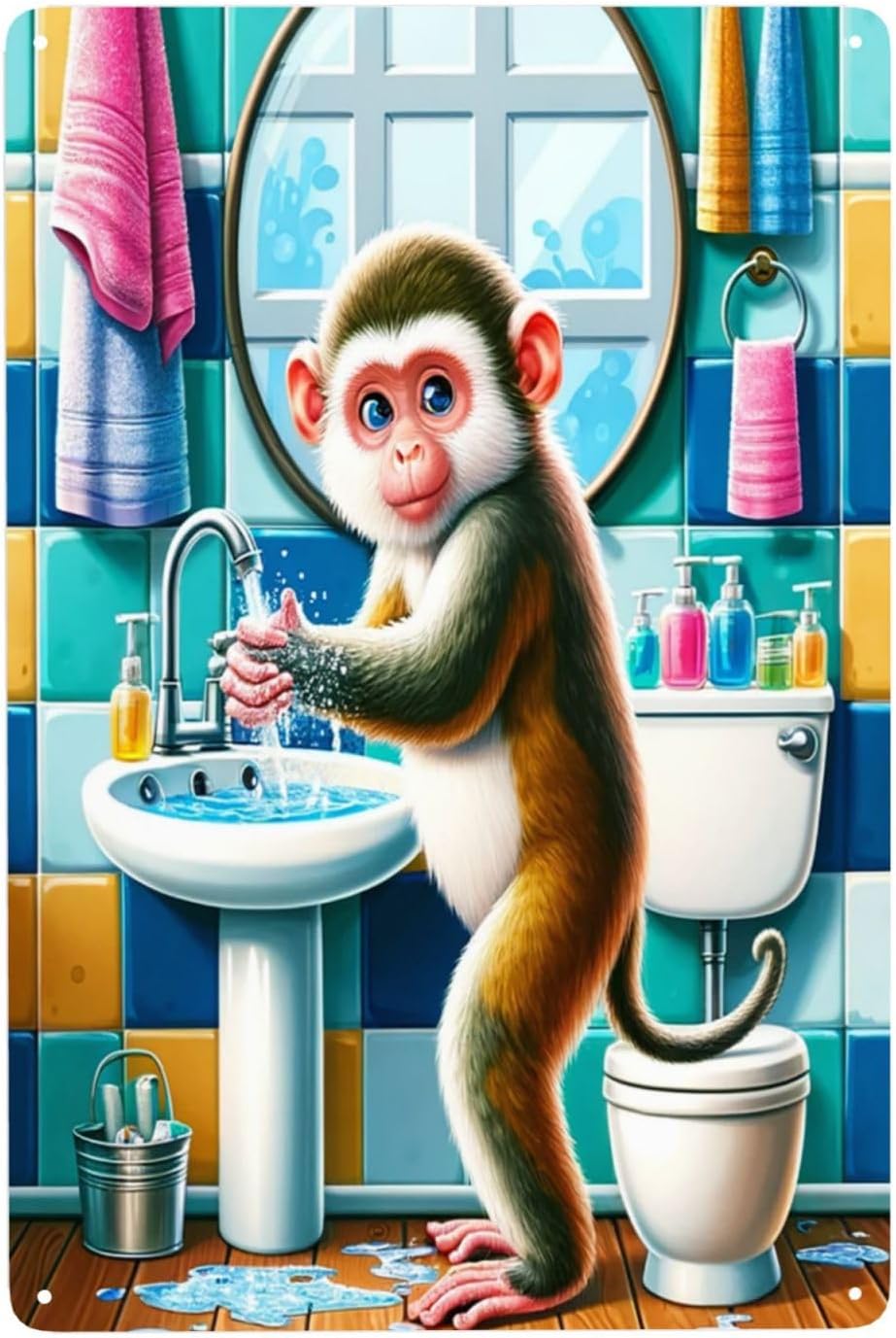 Home Goods Bathroom Decor - Яркий металлический табличный знак с забавным