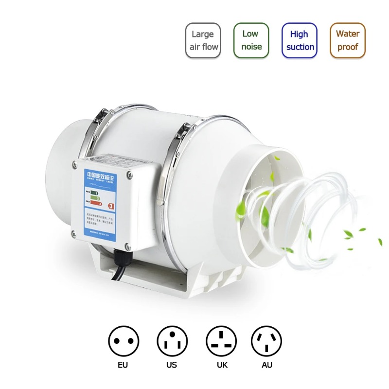 Home Bathroom Ventilation - Вентилятор канальный бесшумный для дома, 220В,