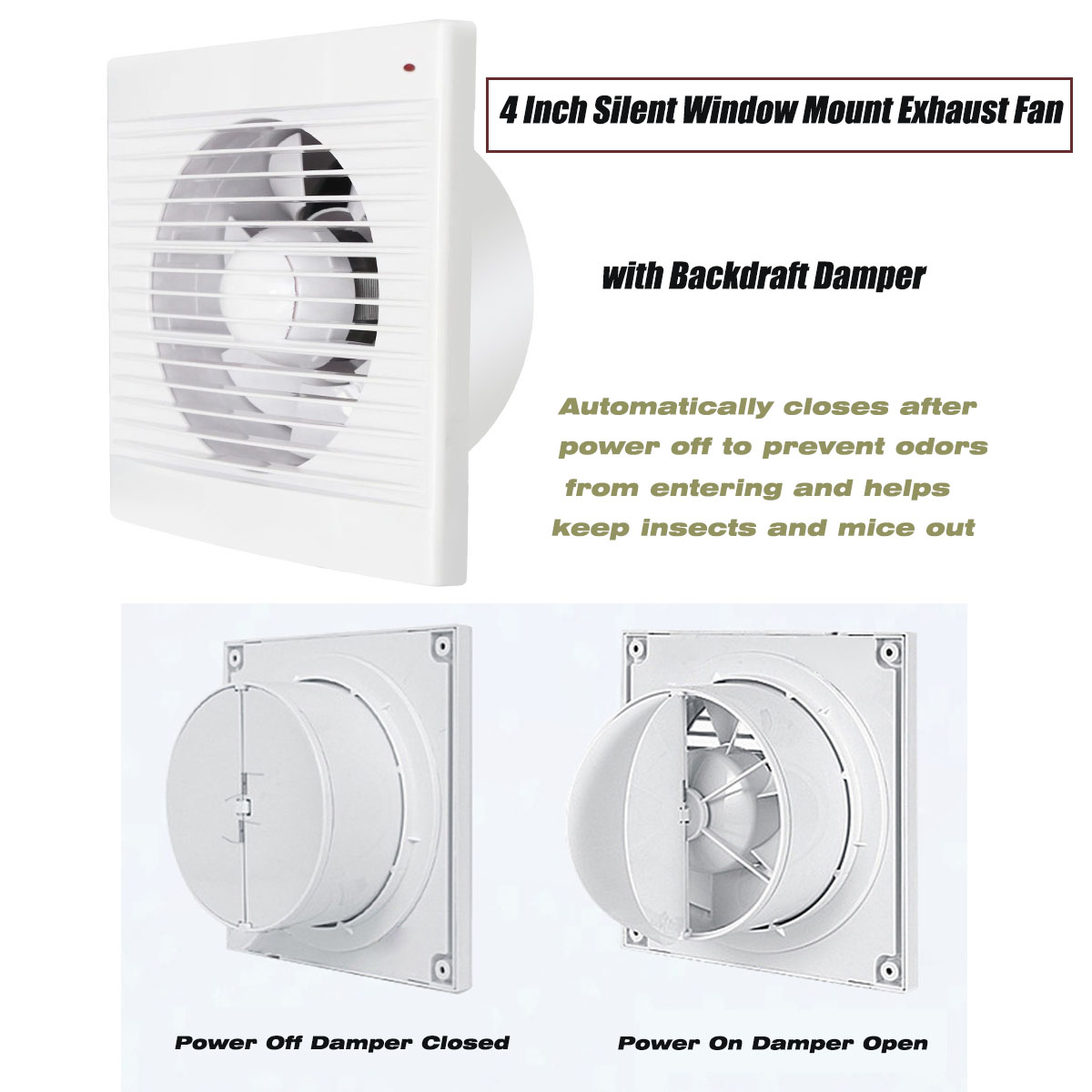 Home Bathroom Ventilation - 4-дюймовый бесшумный вытяжной вентилятор для оконного