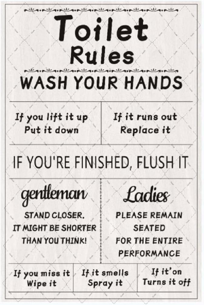 Металлическая табличка с прави – обзор и цена Home Bathroom Rules