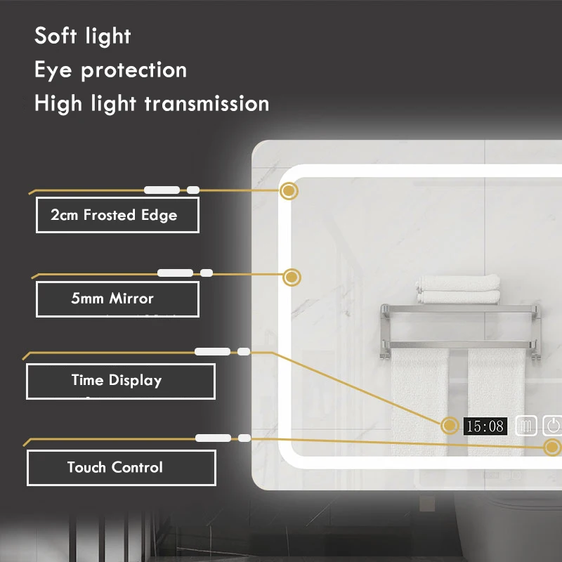 Зеркало для ванной 70x90 см, п – обзор и цена Bathroom Mirror Led