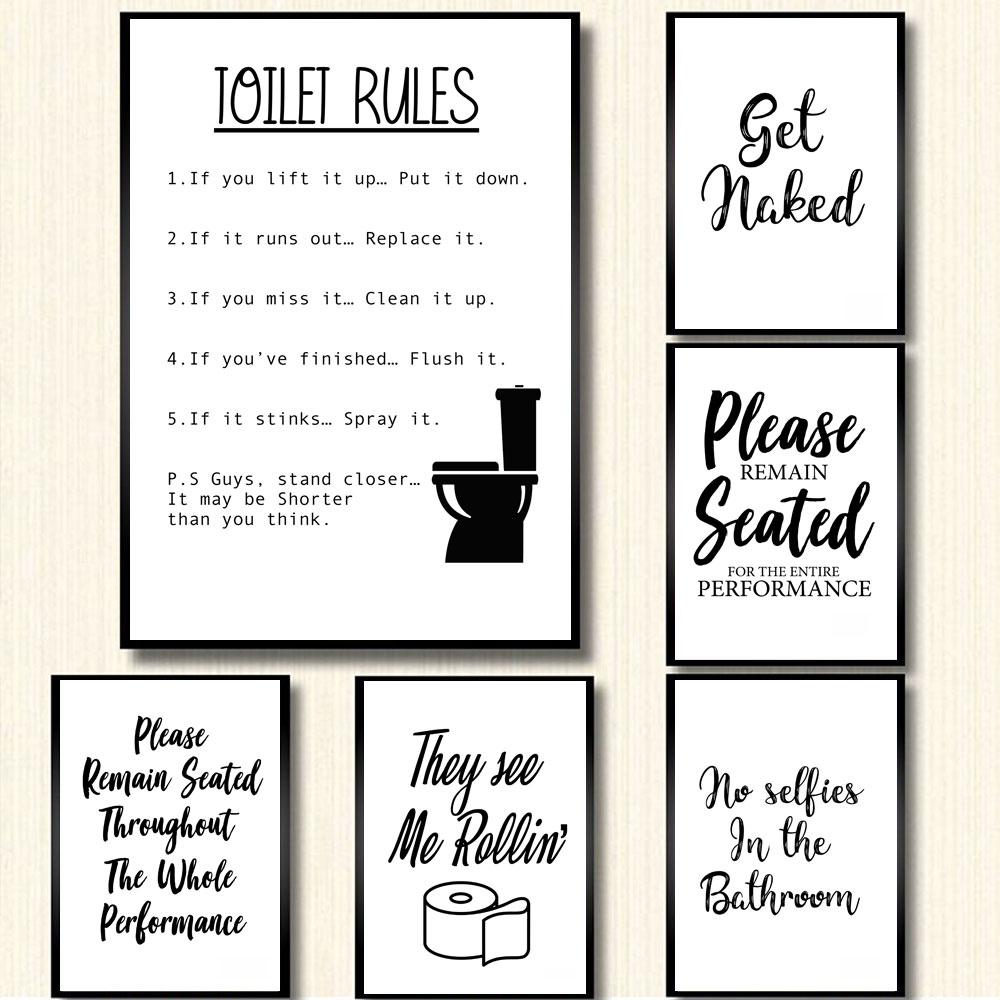 Настенная живопись на холсте,  – обзор и цена Home Bathroom Rules