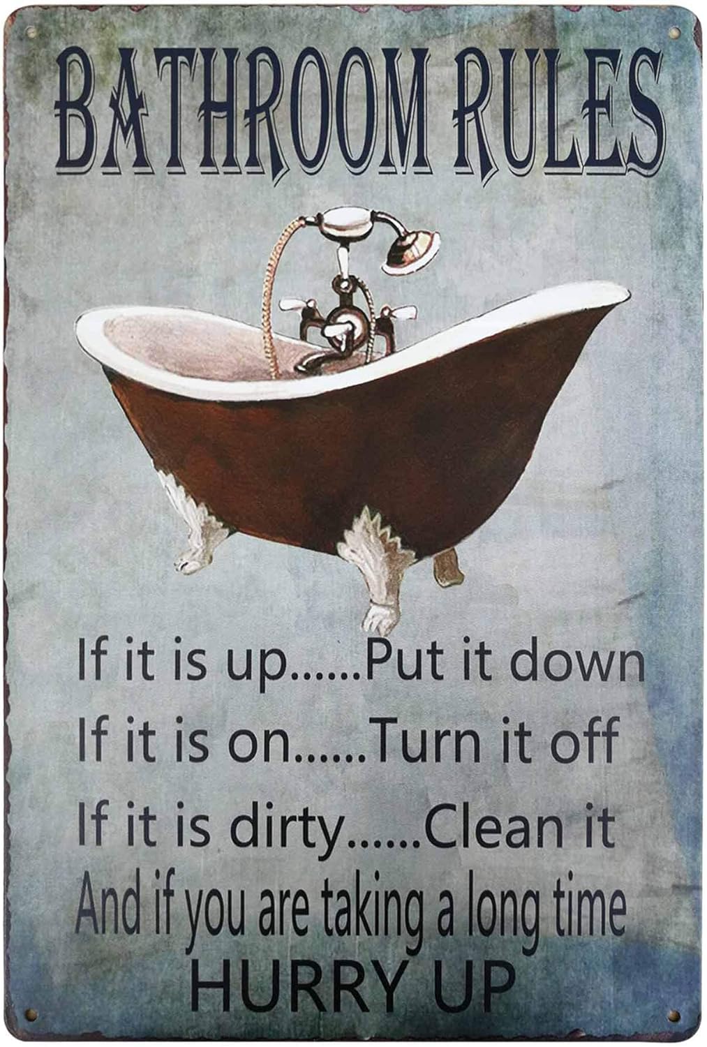 Винтажная жестяная табличка PX – обзор и цена Home Bathroom Rules